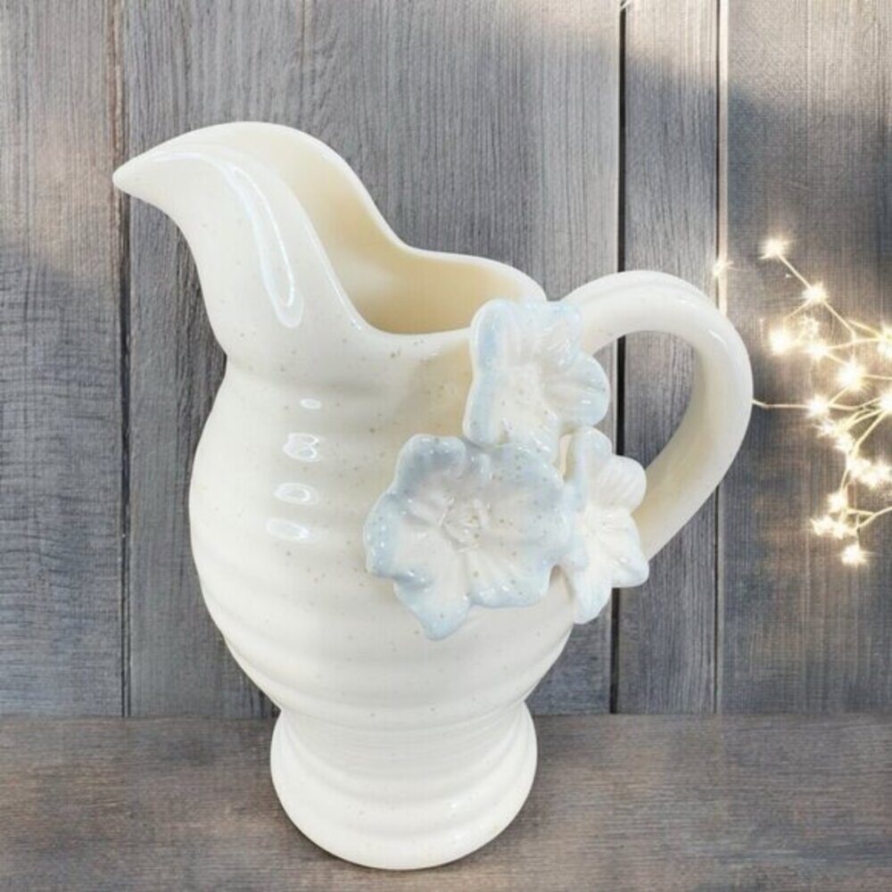 Grasslands Road Ceramic Small Pitcher Creamer With 3D‎ Flowers Carafe Jug